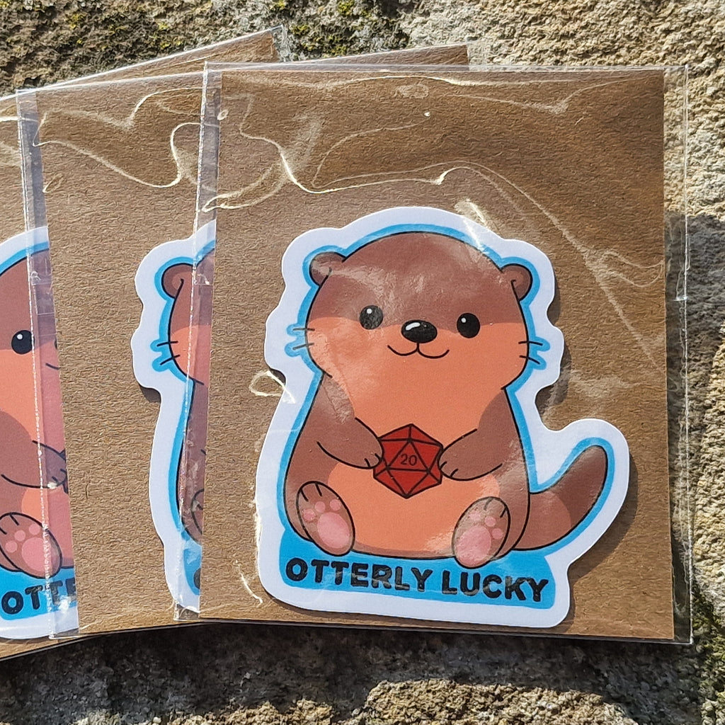 Sticker – Otterly Lucky (Otter met D20)