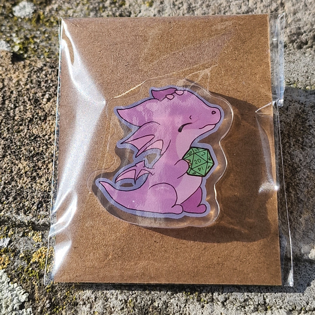 Acryl Pin – Yes, I Really Need All These Dice (Draak)