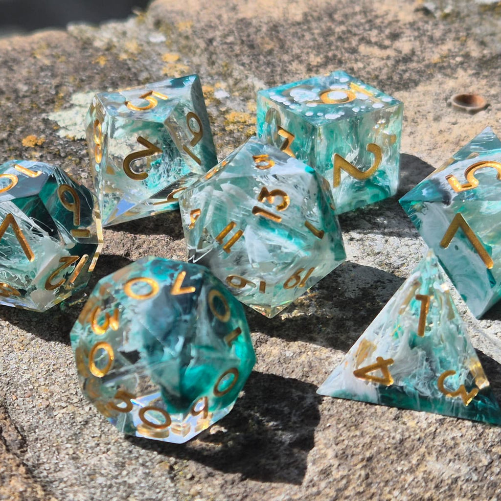 Premium Dice Sea Glass – Sharp Edge Dobbelstenenset