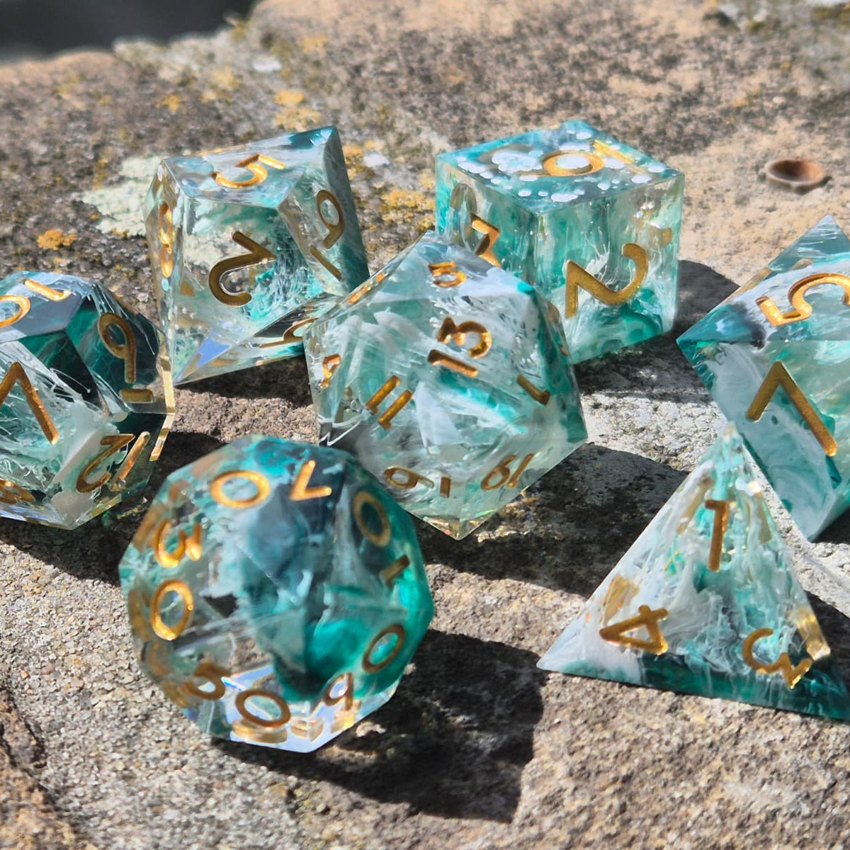 Premium Dice Sea Glass – Sharp Edge Dobbelstenenset