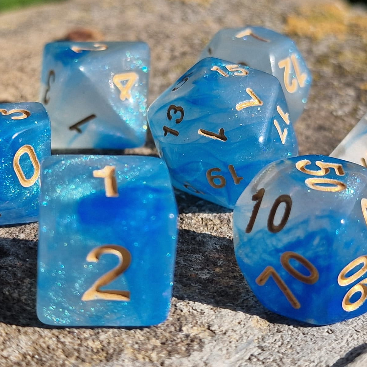 D&D Dobbelstenenset – Oceaan Blauw met Goud