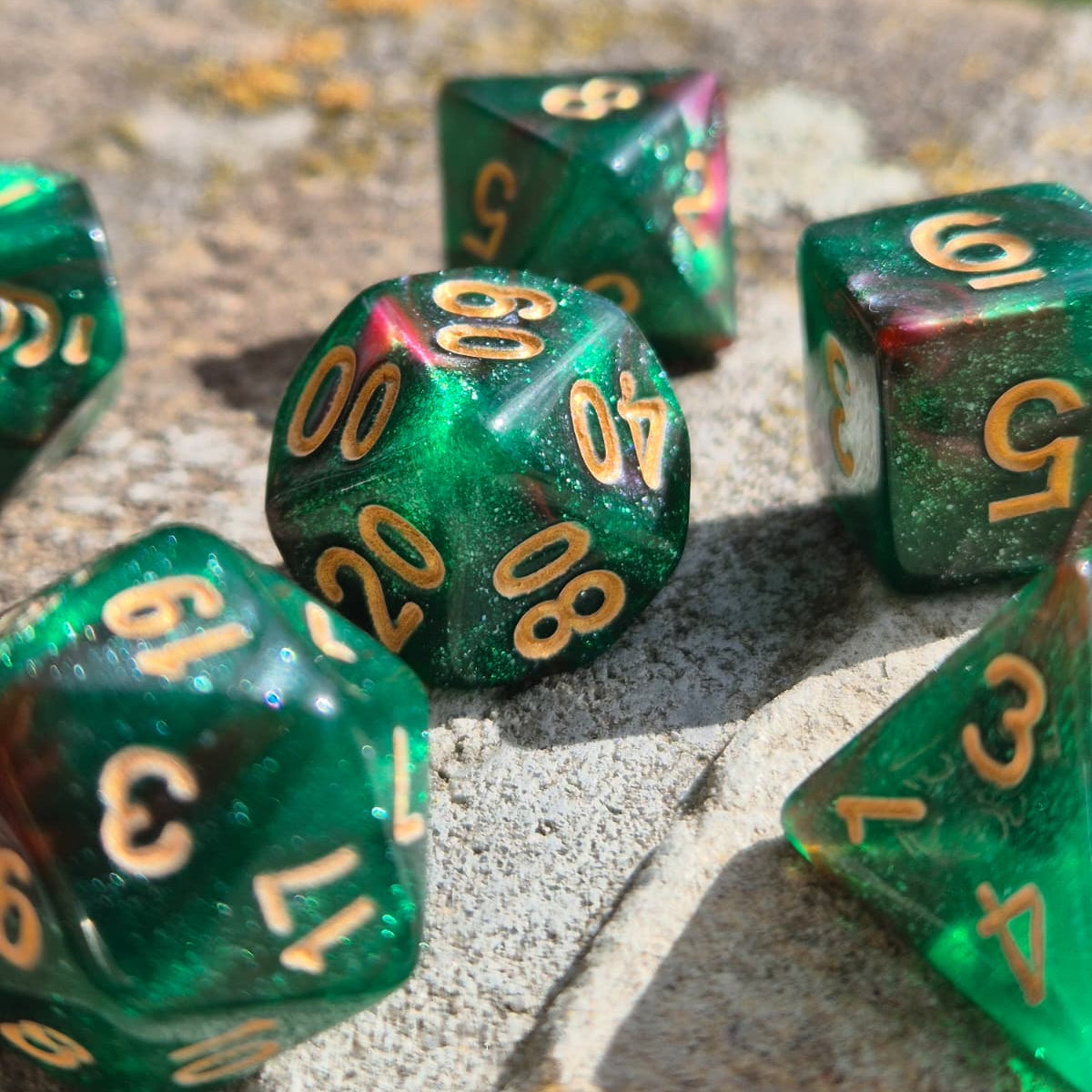 D&D Dobbelstenenset – Smaragdgroen Galaxy met Goud