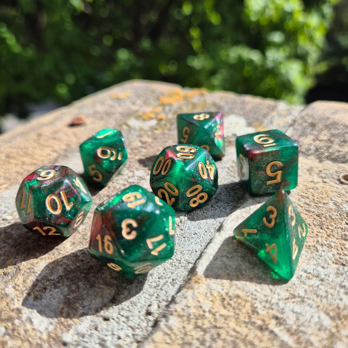 D&D Dobbelstenenset – Smaragdgroen Galaxy met Goud