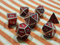 Premium Dice Silver Red – Metalen Dobbelstenenset met Rode Emaille